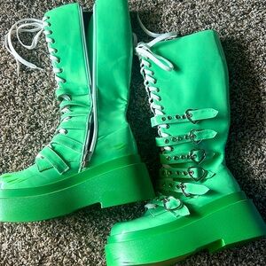 Platform green rave boots